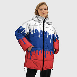 Куртка зимняя женская Флаг России - потёки, цвет: 3D-красный — фото 2