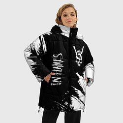 Куртка зимняя женская In Flames и рок символ на темном фоне, цвет: 3D-черный — фото 2