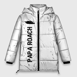 Куртка зимняя женская Papa Roach glitch на светлом фоне: по-вертикали, цвет: 3D-черный