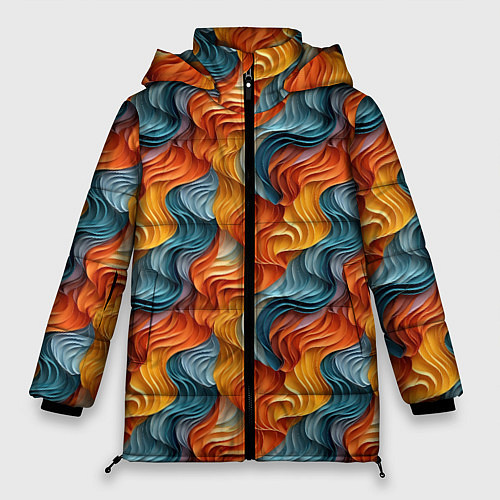 Женская зимняя куртка Волны ярких красок / 3D-Черный – фото 1