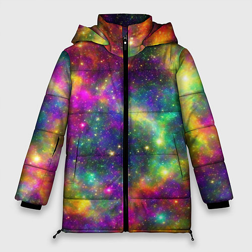 Женская зимняя куртка Яркий неоновый космос / 3D-Черный – фото 1