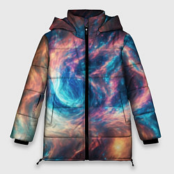 Куртка зимняя женская Космические узоры необычные, цвет: 3D-черный