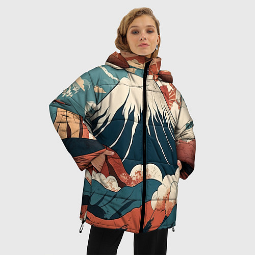 Женская зимняя куртка Ретро Фудзияма / 3D-Светло-серый – фото 3