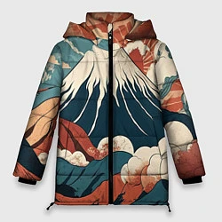 Куртка зимняя женская Ретро Фудзияма, цвет: 3D-светло-серый