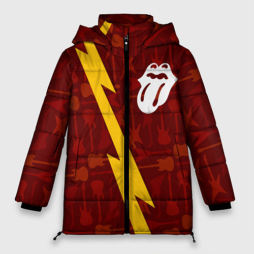 Женская зимняя куртка Rolling Stones гитары и молния / 3D-Черный – фото 1