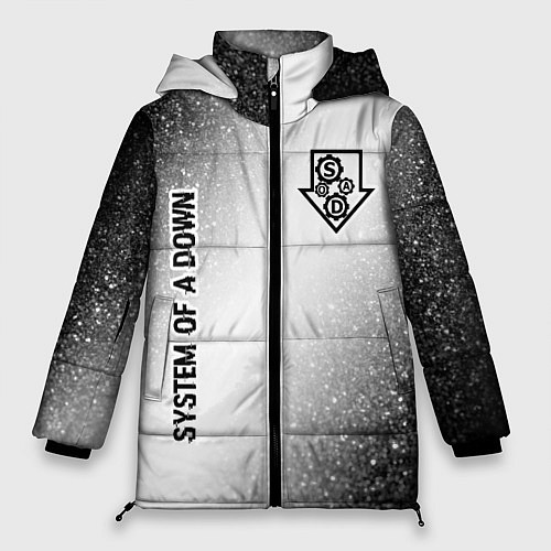 Женская зимняя куртка System of a Down glitch на светлом фоне: надпись, / 3D-Черный – фото 1