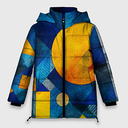 Женская зимняя куртка Жёлтая и синяя геометрия