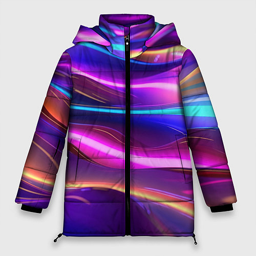 Женская зимняя куртка Неоновые волны / 3D-Черный – фото 1