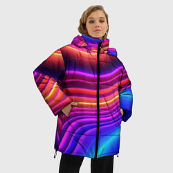Куртка зимняя женская Яркие неоновые волны, цвет: 3D-светло-серый — фото 2