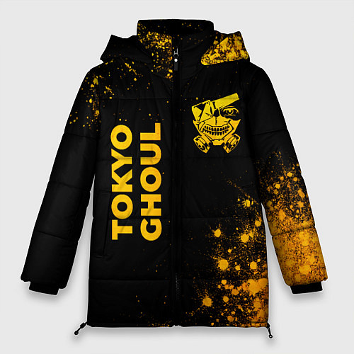 Женская зимняя куртка Tokyo Ghoul - gold gradient: надпись, символ / 3D-Черный – фото 1
