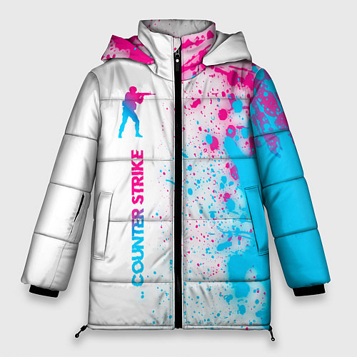 Женская зимняя куртка Counter Strike neon gradient style: по-вертикали / 3D-Черный – фото 1