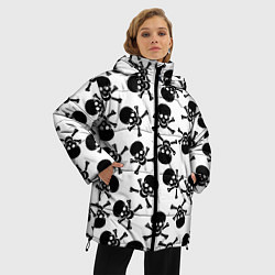 Куртка зимняя женская Черепа и кости паттерном, цвет: 3D-светло-серый — фото 2