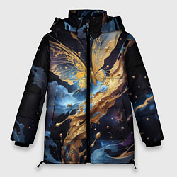 Куртка зимняя женская Бабочка краски узор, цвет: 3D-черный
