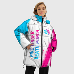 Куртка зимняя женская Five Finger Death Punch neon gradient style: надпи, цвет: 3D-черный — фото 2