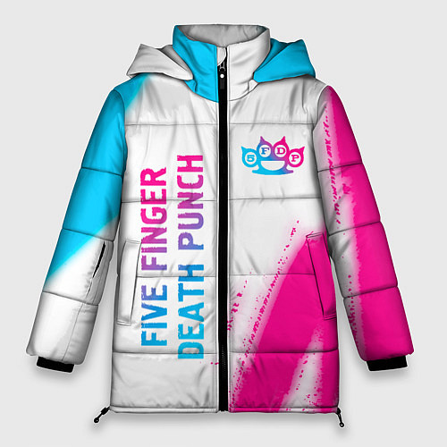 Женская зимняя куртка Five Finger Death Punch neon gradient style: надпи / 3D-Черный – фото 1