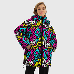 Куртка зимняя женская Цветные зигзаги Colored zigzags, цвет: 3D-черный — фото 2