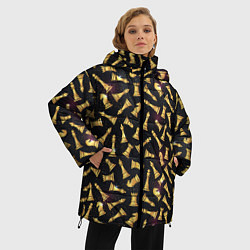 Куртка зимняя женская Шахматы в космосе, цвет: 3D-черный — фото 2