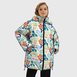 Куртка зимняя женская Цветочки листочки, цвет: 3D-светло-серый — фото 2