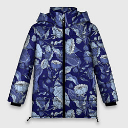 Куртка зимняя женская Цветочный принт рисунок, цвет: 3D-красный