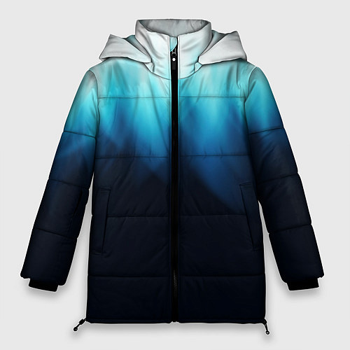 Женская зимняя куртка Синее пламя огня на черном / 3D-Черный – фото 1