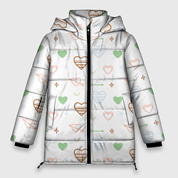 Куртка зимняя женская Cute hearts, цвет: 3D-красный