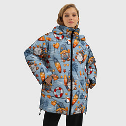 Куртка зимняя женская Пляжные гномы, цвет: 3D-красный — фото 2