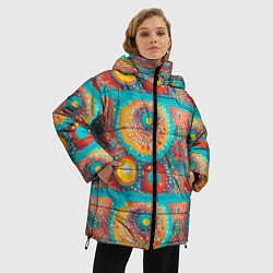 Куртка зимняя женская Круги полосы абстракция, цвет: 3D-черный — фото 2