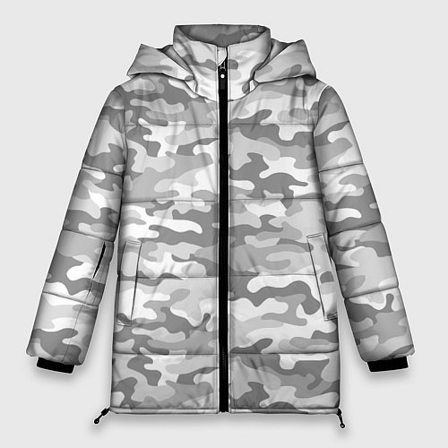 Женская зимняя куртка Камуфляж серый / 3D-Черный – фото 1