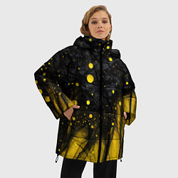 Куртка зимняя женская Желтые брызги на черном фоне, цвет: 3D-черный — фото 2
