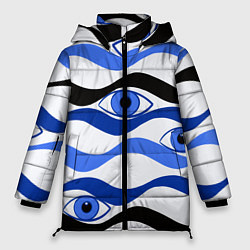 Куртка зимняя женская Глазки плывущие в голубых волнах, цвет: 3D-светло-серый