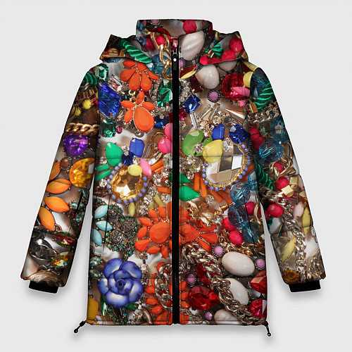 Женская зимняя куртка Камни и драгоценности / 3D-Черный – фото 1