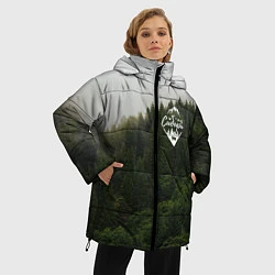 Куртка зимняя женская Я из Сибири на фоне леса, цвет: 3D-светло-серый — фото 2