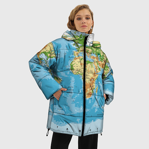 Женская зимняя куртка Атлас мира / 3D-Светло-серый – фото 3