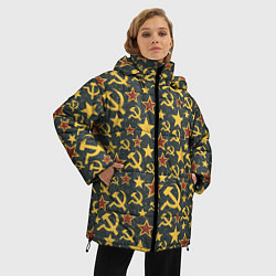 Куртка зимняя женская Серп и Молот - СССР, цвет: 3D-светло-серый — фото 2