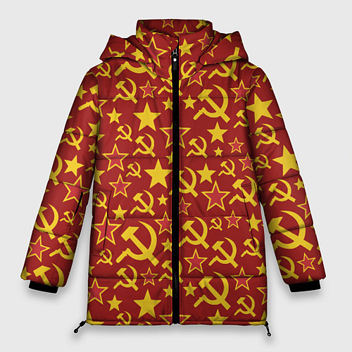 Женская зимняя куртка СССР Серп и Молот / 3D-Черный – фото 1