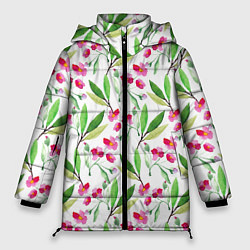 Куртка зимняя женская Tender flowers, цвет: 3D-черный