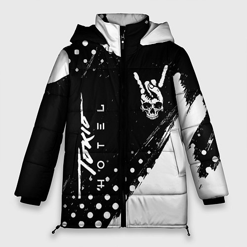 Женская зимняя куртка Tokio Hotel и рок символ на темном фоне / 3D-Черный – фото 1