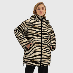 Куртка зимняя женская Шкура зебры и белого тигра, цвет: 3D-черный — фото 2