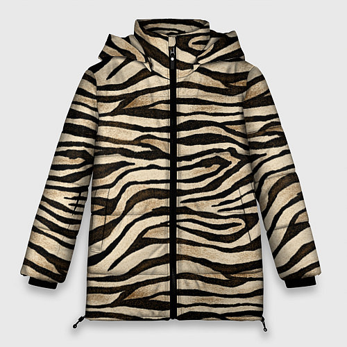 Женская зимняя куртка Шкура зебры и белого тигра / 3D-Черный – фото 1
