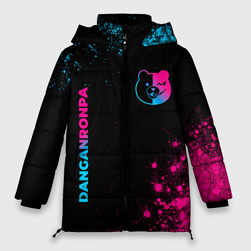 Женская зимняя куртка Danganronpa - neon gradient: надпись, символ / 3D-Черный – фото 1