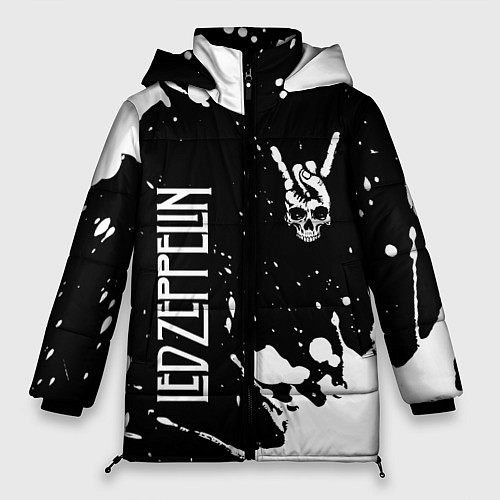 Женская зимняя куртка Led Zeppelin и рок символ на темном фоне / 3D-Черный – фото 1