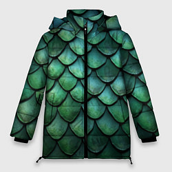 Куртка зимняя женская Чешуя зелёного дракона, цвет: 3D-черный