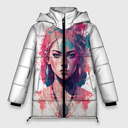 Куртка зимняя женская Девушка акварельные краски, цвет: 3D-светло-серый
