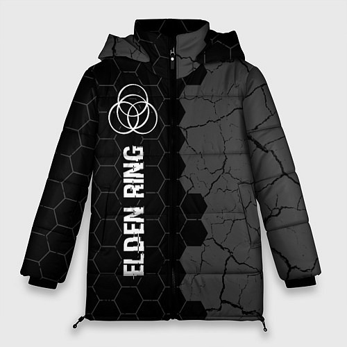 Женская зимняя куртка Elden Ring glitch на темном фоне: по-вертикали / 3D-Черный – фото 1