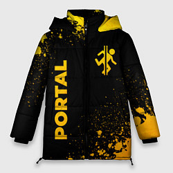 Куртка зимняя женская Portal - gold gradient: надпись, символ, цвет: 3D-черный