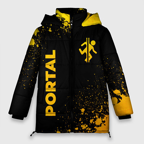 Женская зимняя куртка Portal - gold gradient: надпись, символ / 3D-Черный – фото 1