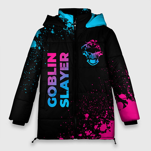 Женская зимняя куртка Goblin Slayer - neon gradient: надпись, символ / 3D-Черный – фото 1