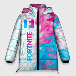 Куртка зимняя женская Fortnite neon gradient style: по-вертикали, цвет: 3D-черный
