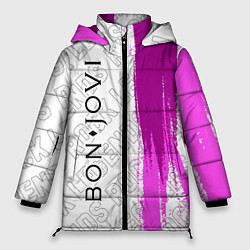 Куртка зимняя женская Bon Jovi rock legends: по-вертикали, цвет: 3D-черный