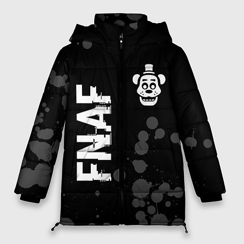 Женская зимняя куртка FNAF glitch на темном фоне: надпись, символ / 3D-Черный – фото 1